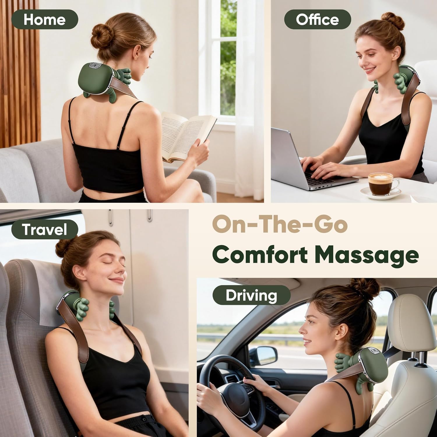 Wireless Neck & Shoulder Massager for Deep Kneading Relief
