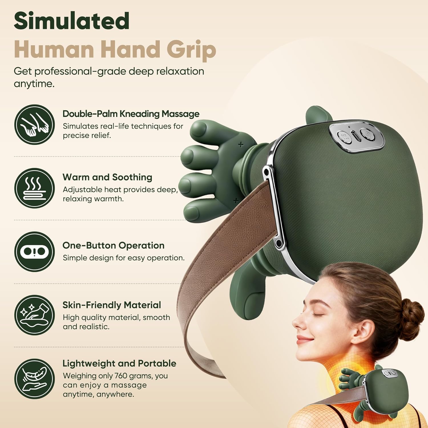 Wireless Neck & Shoulder Massager for Deep Kneading Relief